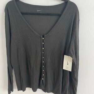 Nike Yoga Long Sleeve Button Front Top Sz 1X BNWT